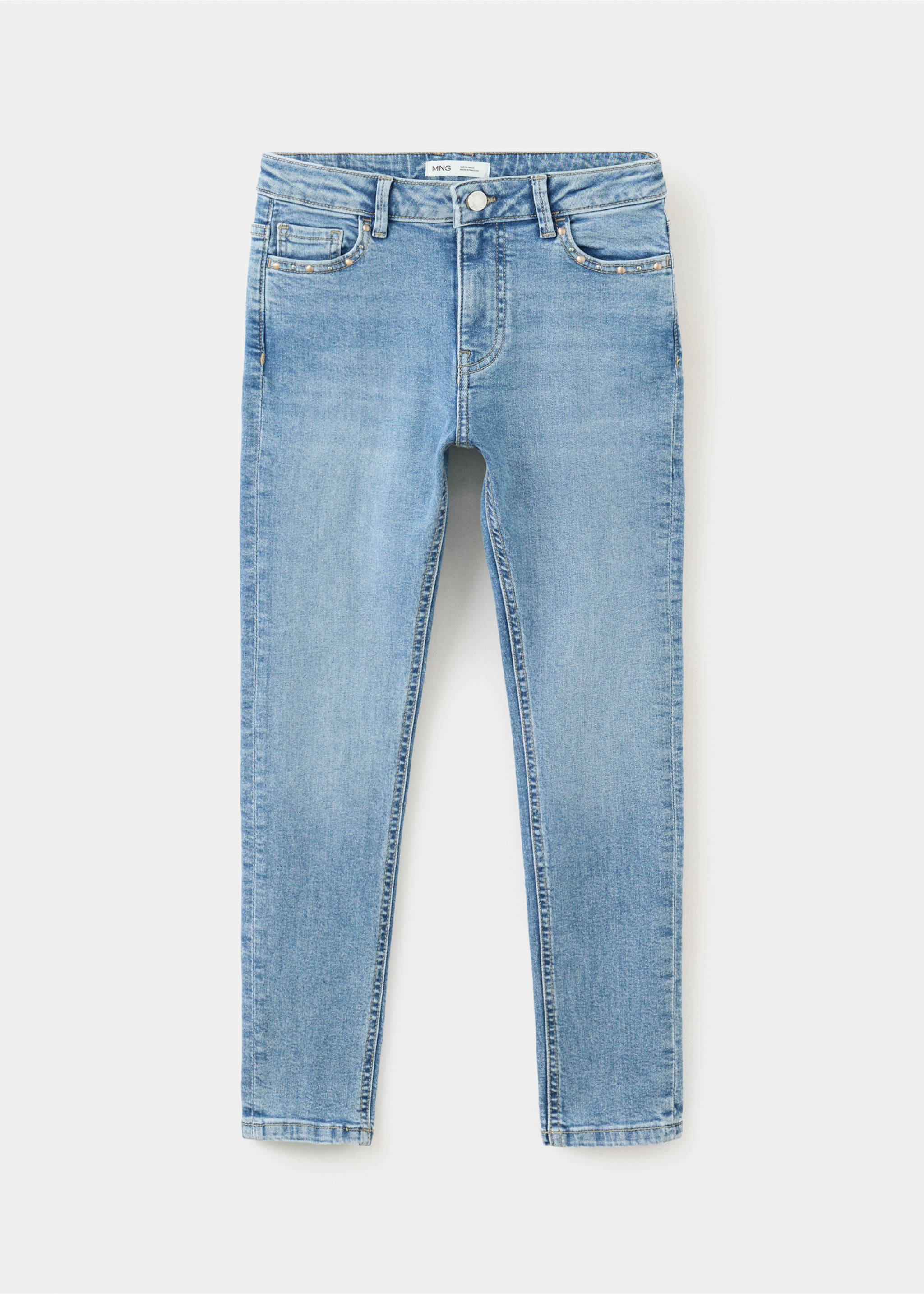 Skinny fit jeans with stud detail - Article without model, Medium Blue. Ref: 37004425-00.