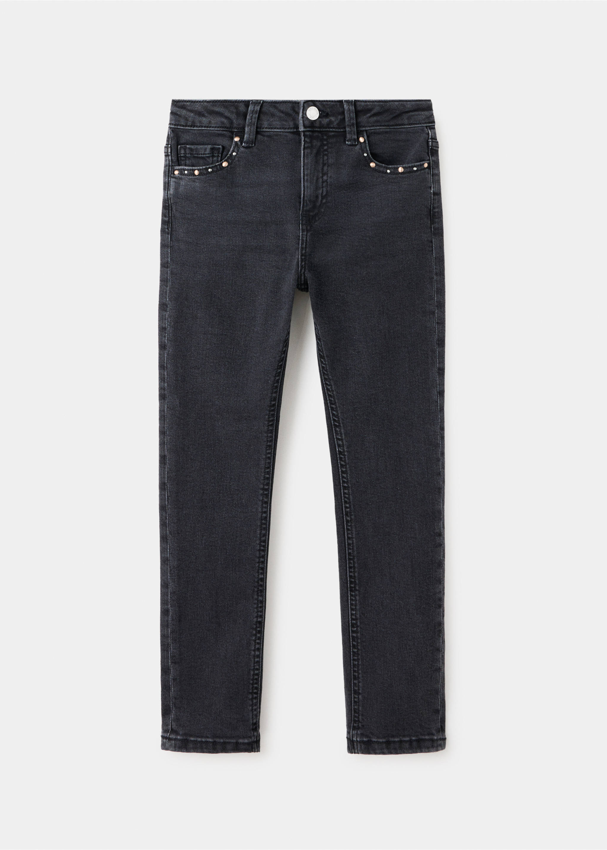 Skinny fit jeans with stud detail - Article without model, Black denim. Ref: 37004425-00.