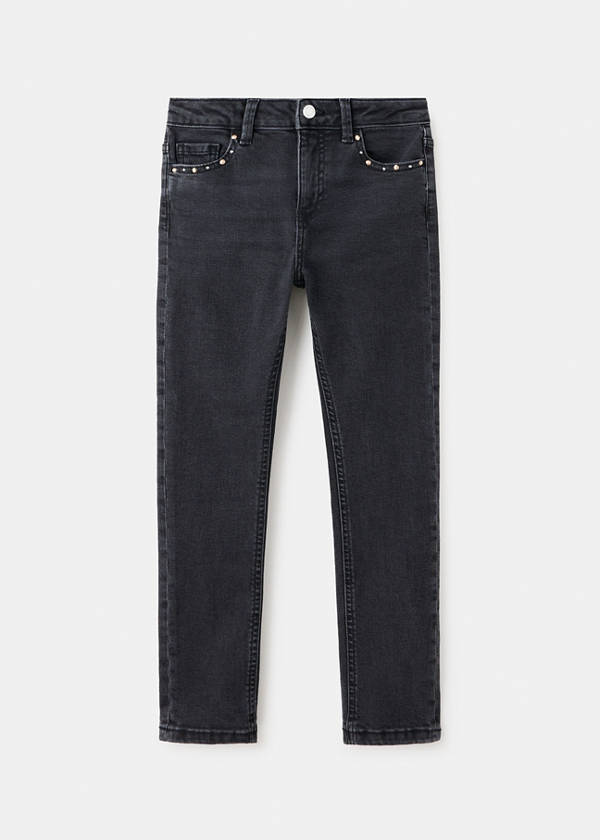 Skinny jeans with studs — Black denim