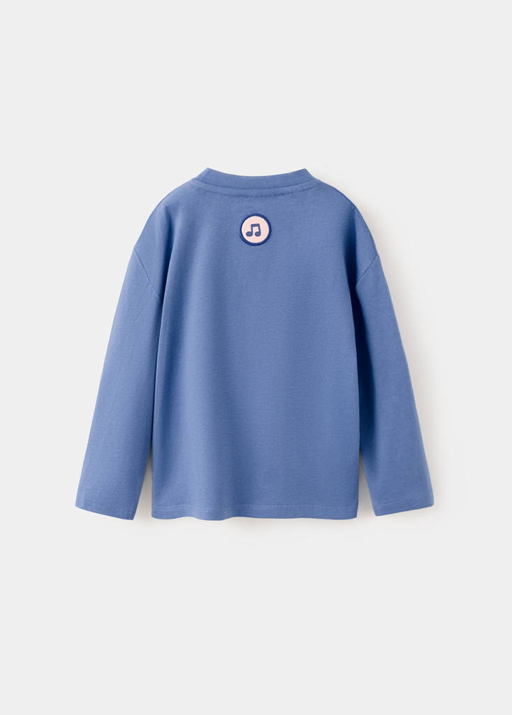 Long-sleeved t-shirt with embossed print — Vibrant blue