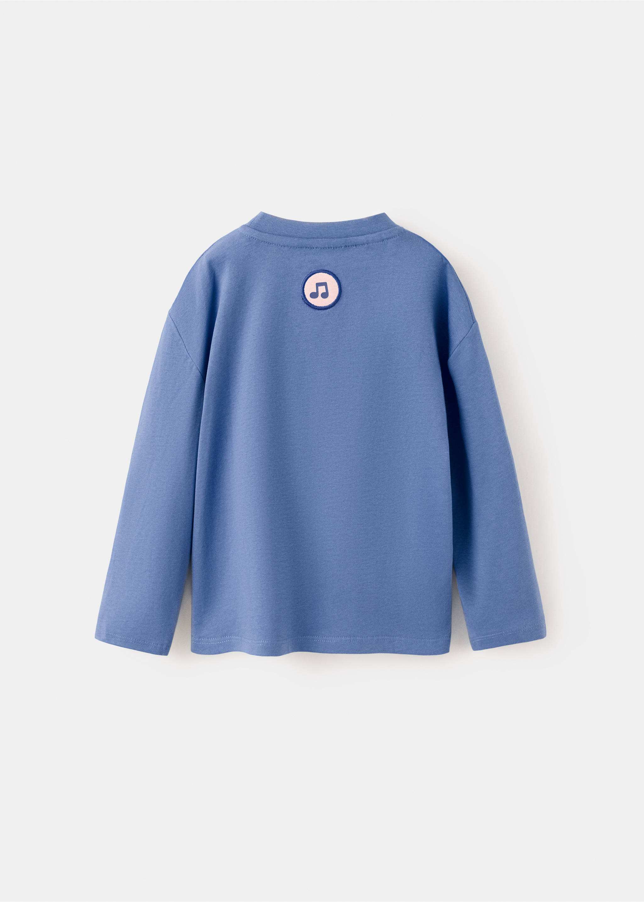 Long-sleeved t-shirt with embossed print - Reverse of the article, Vibrant blue. Ref: 37004426-00.