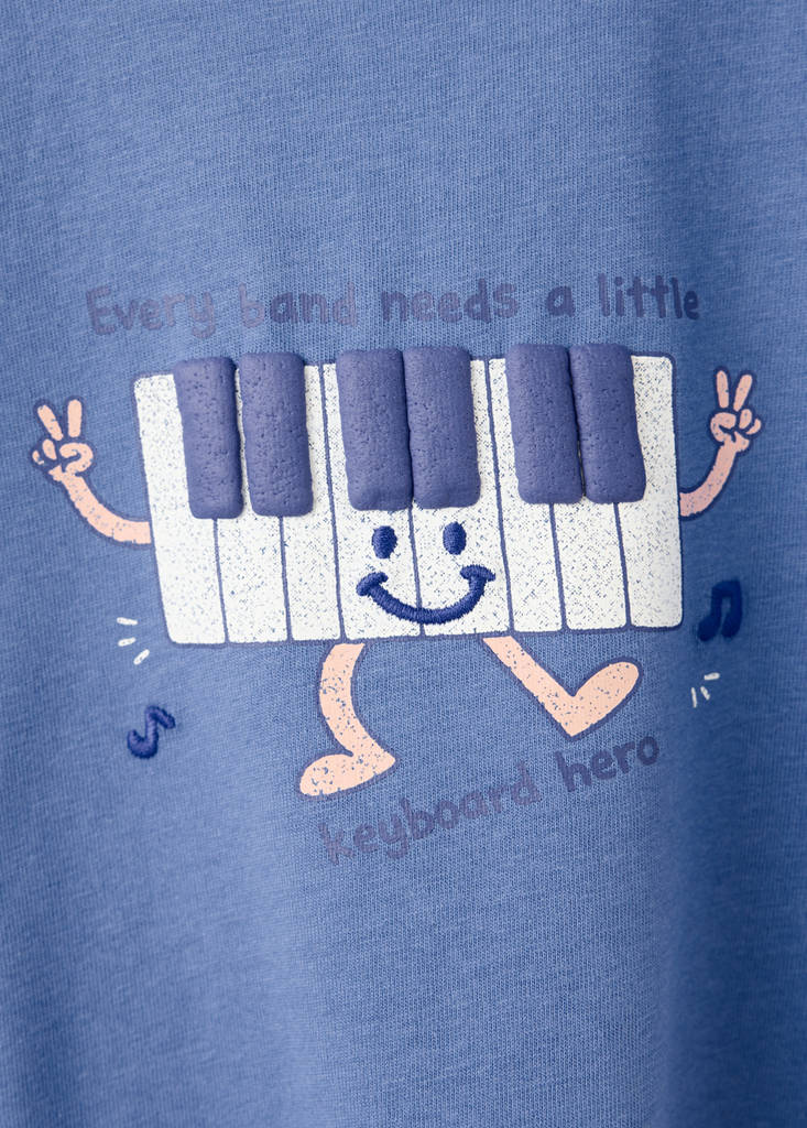 Long-sleeved t-shirt with embossed print — Vibrant blue