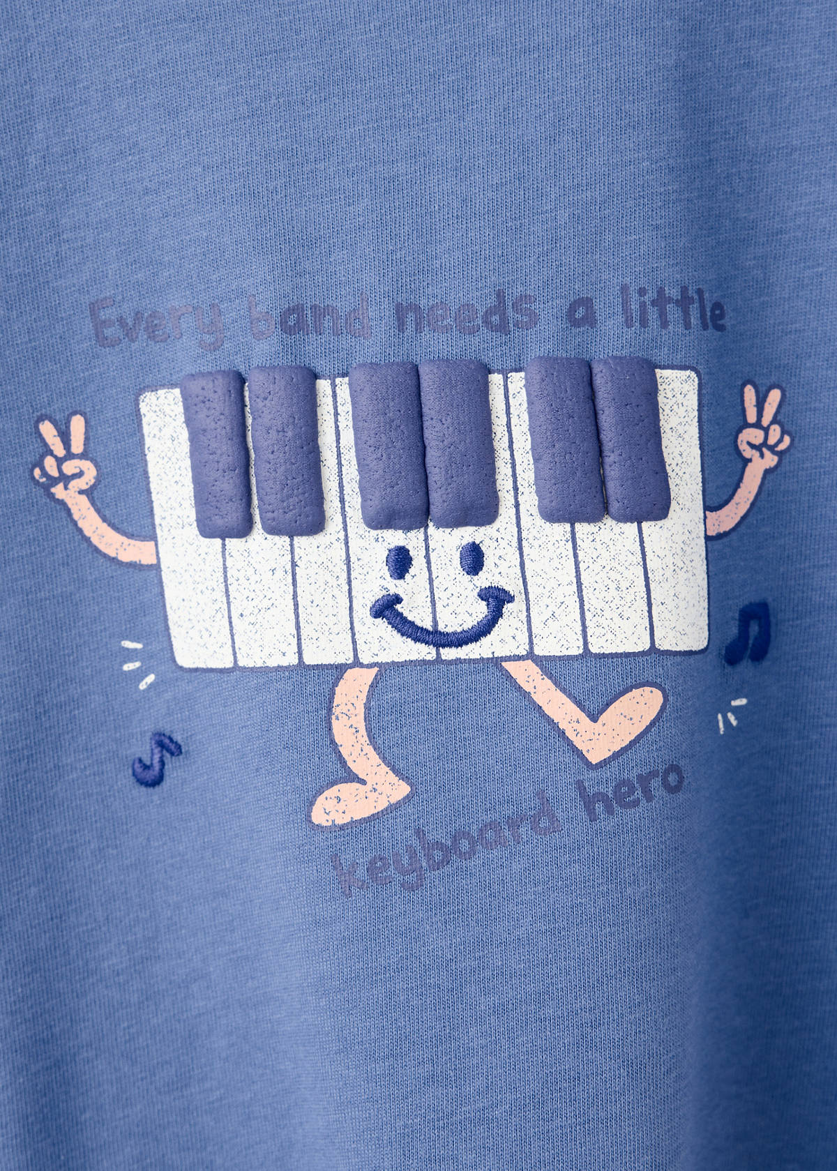 Long-sleeved t-shirt with embossed print — Vibrant blue