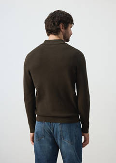 Fine-knit cotton-blend polo shirt — Brown 3