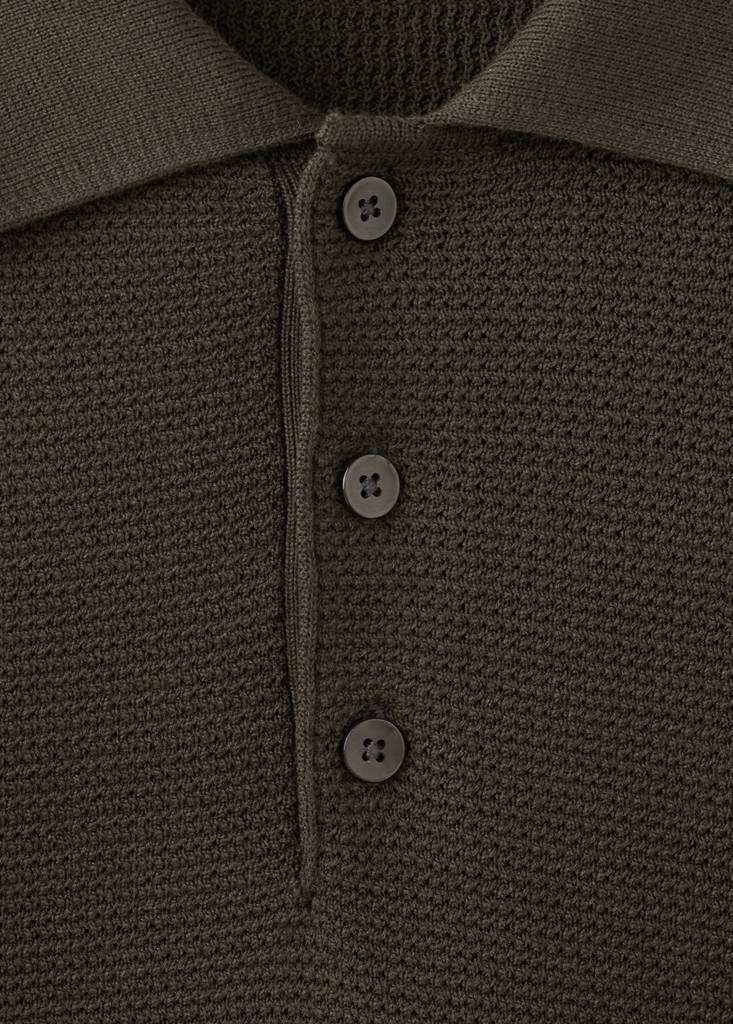 Fine-knit cotton-blend polo shirt — Brown