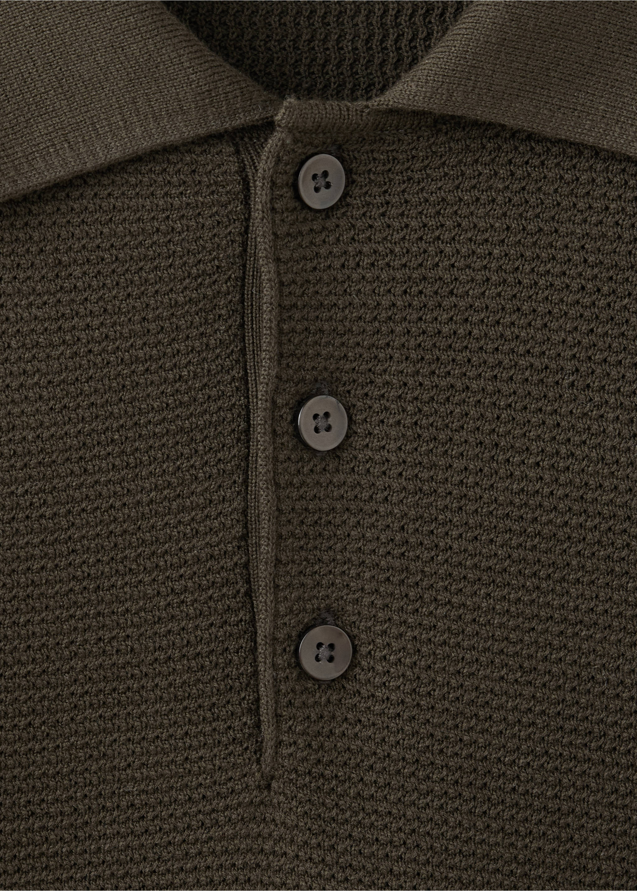 Polo en maille fine en mélange de coton - Détail de l'article 8, Marron. Ref: 37004427-00.