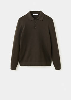 Fine-knit cotton-blend polo shirt — Brown 8