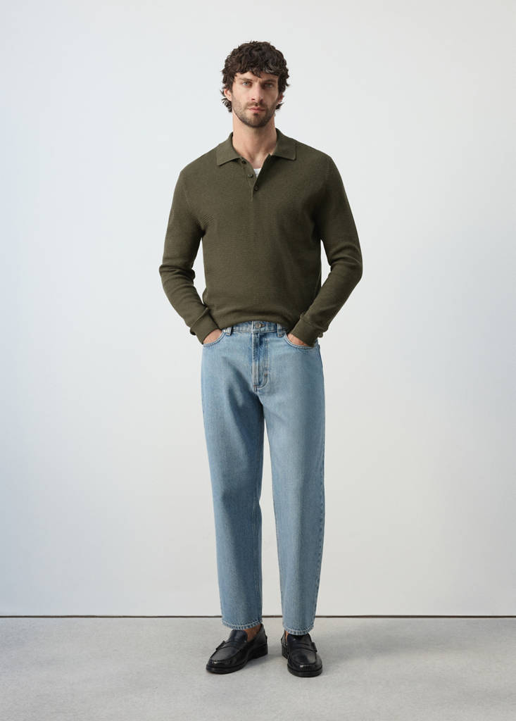 Fine-knit cotton-blend polo shirt — Olive Green