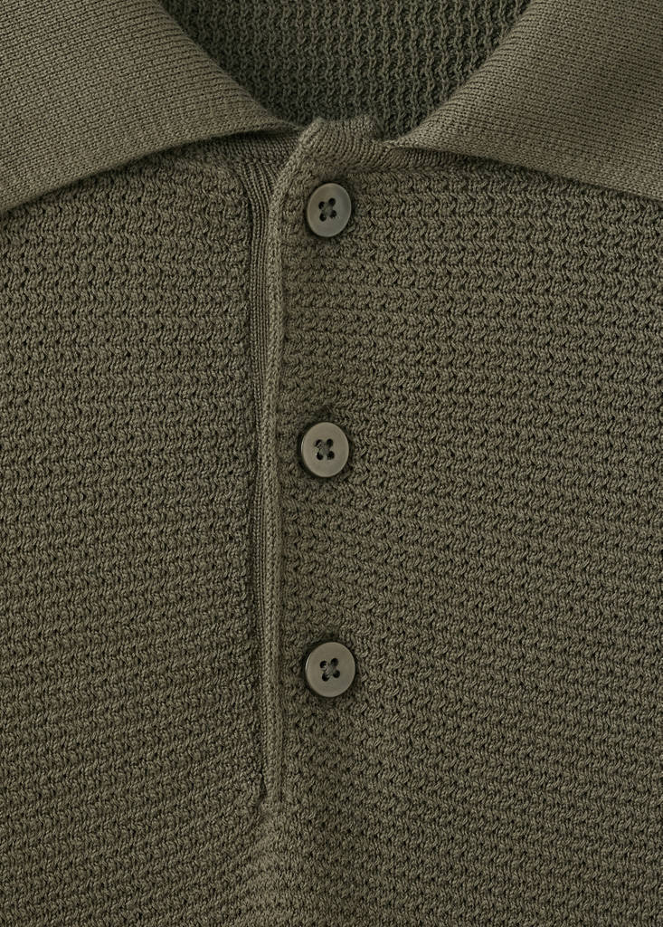 Fine-knit cotton-blend polo shirt — Olive Green