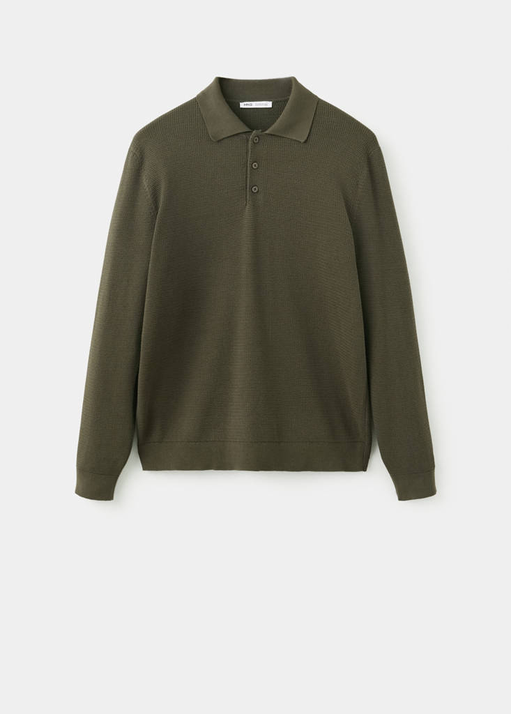 Fine-knit cotton-blend polo shirt — Olive Green