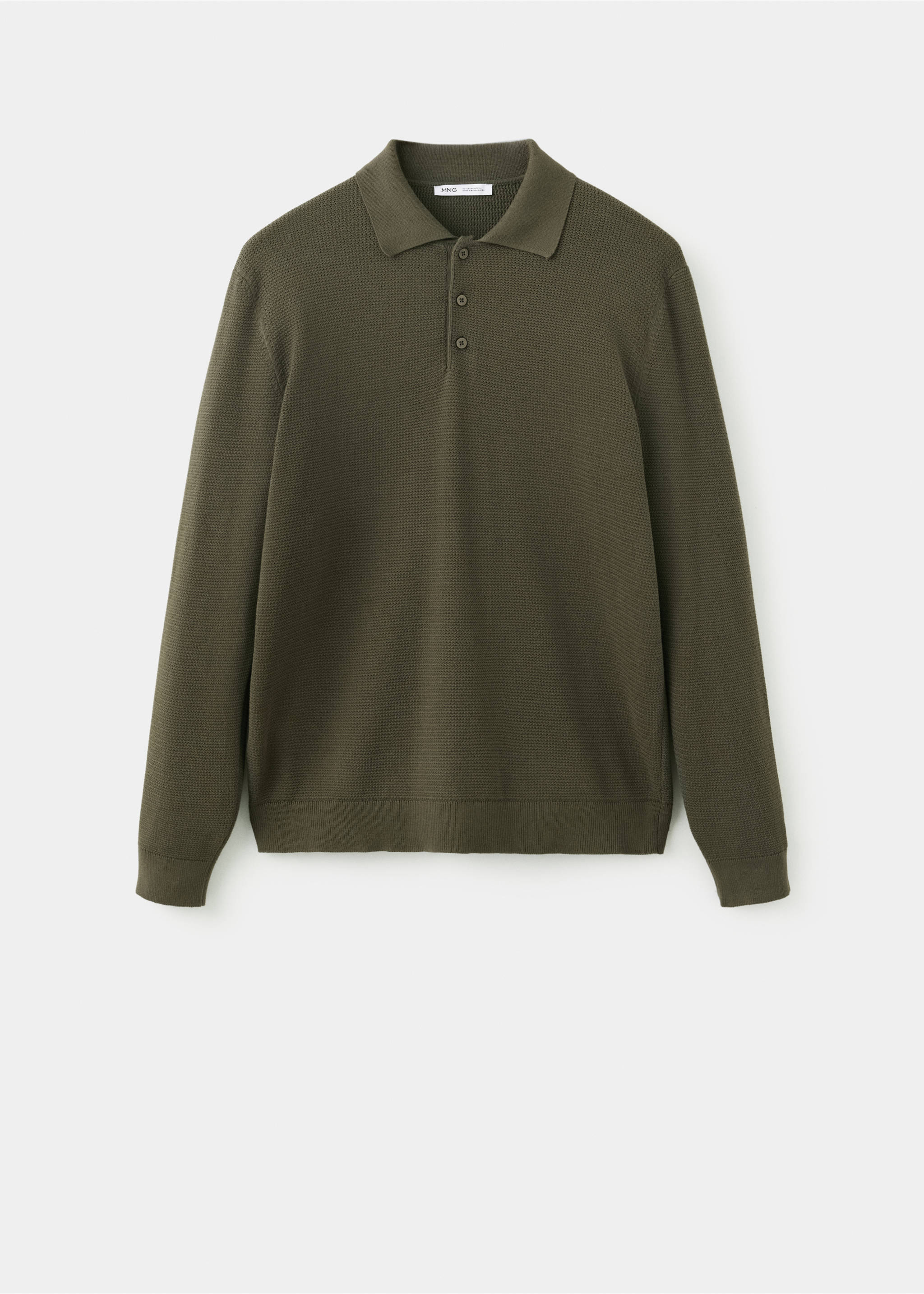 Polo en maille fine en mélange de coton - Article sans modèle, Olive. Ref: 37004427-00.