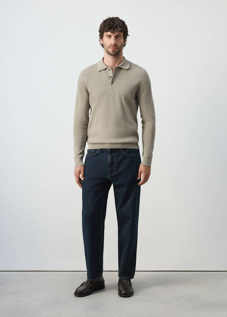Fine-knit cotton-blend polo shirt — Mink Grey