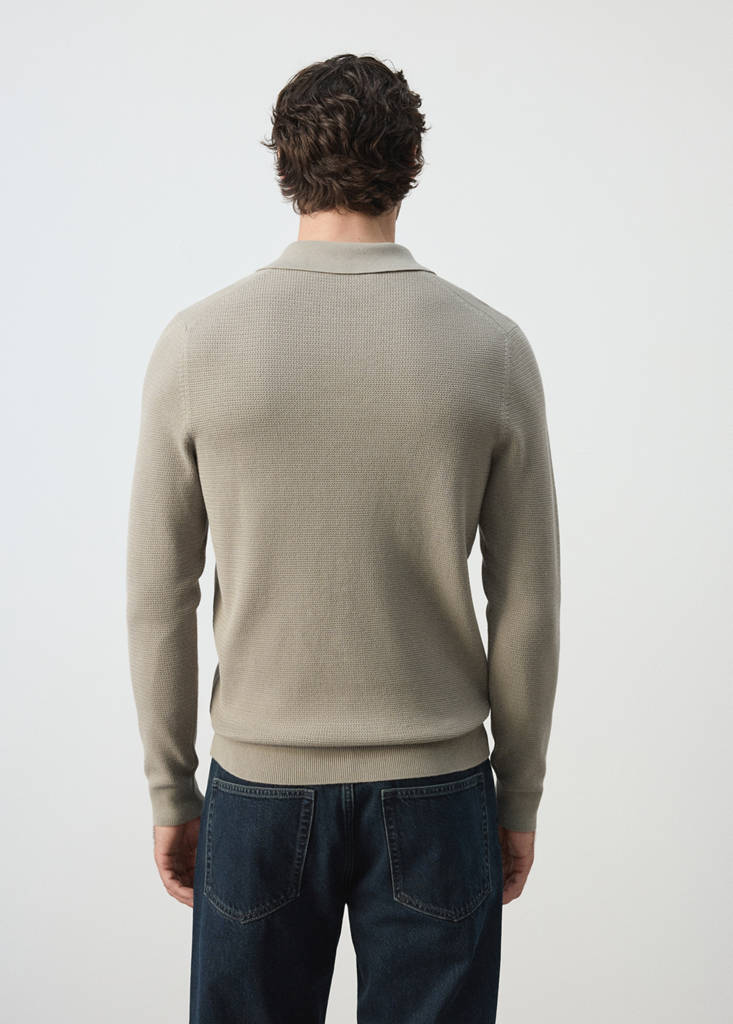 Fine-knit cotton-blend polo shirt — Mink Grey