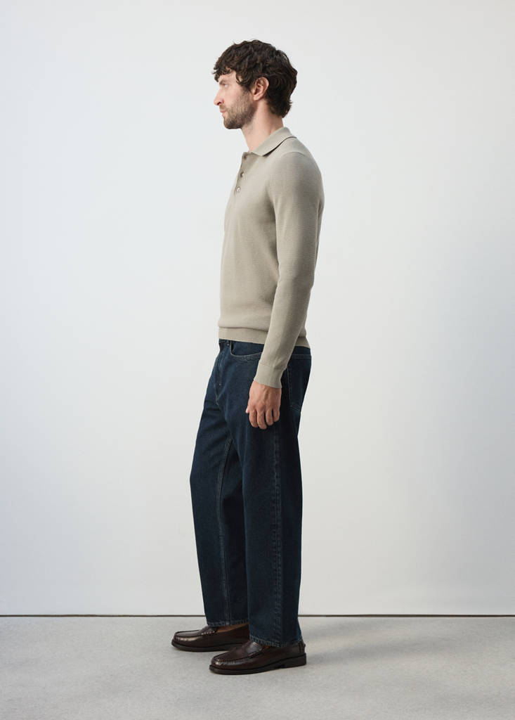 Fine-knit cotton-blend polo shirt — Mink Grey