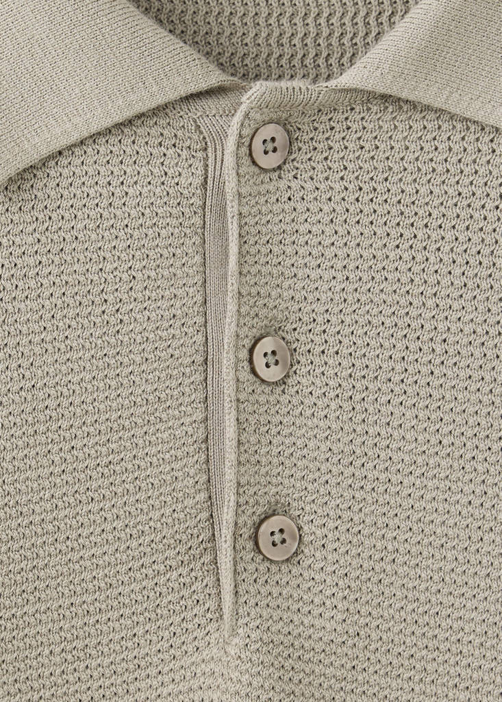 Fine-knit cotton-blend polo shirt — Mink Grey