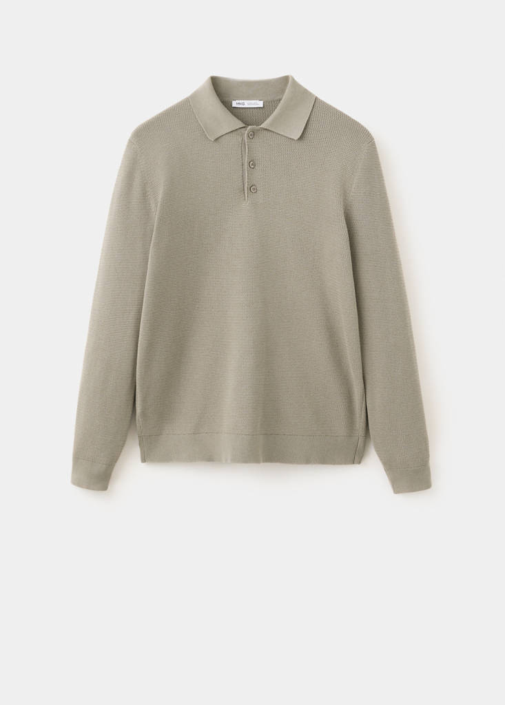 Fine-knit cotton-blend polo shirt — Mink Grey