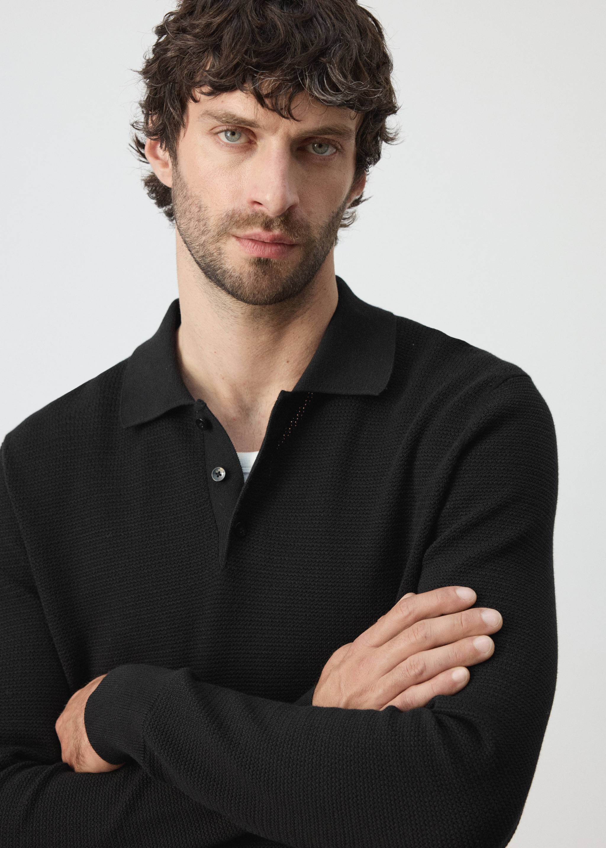 Polo en maille fine en mélange de coton - Détail de l'article 1