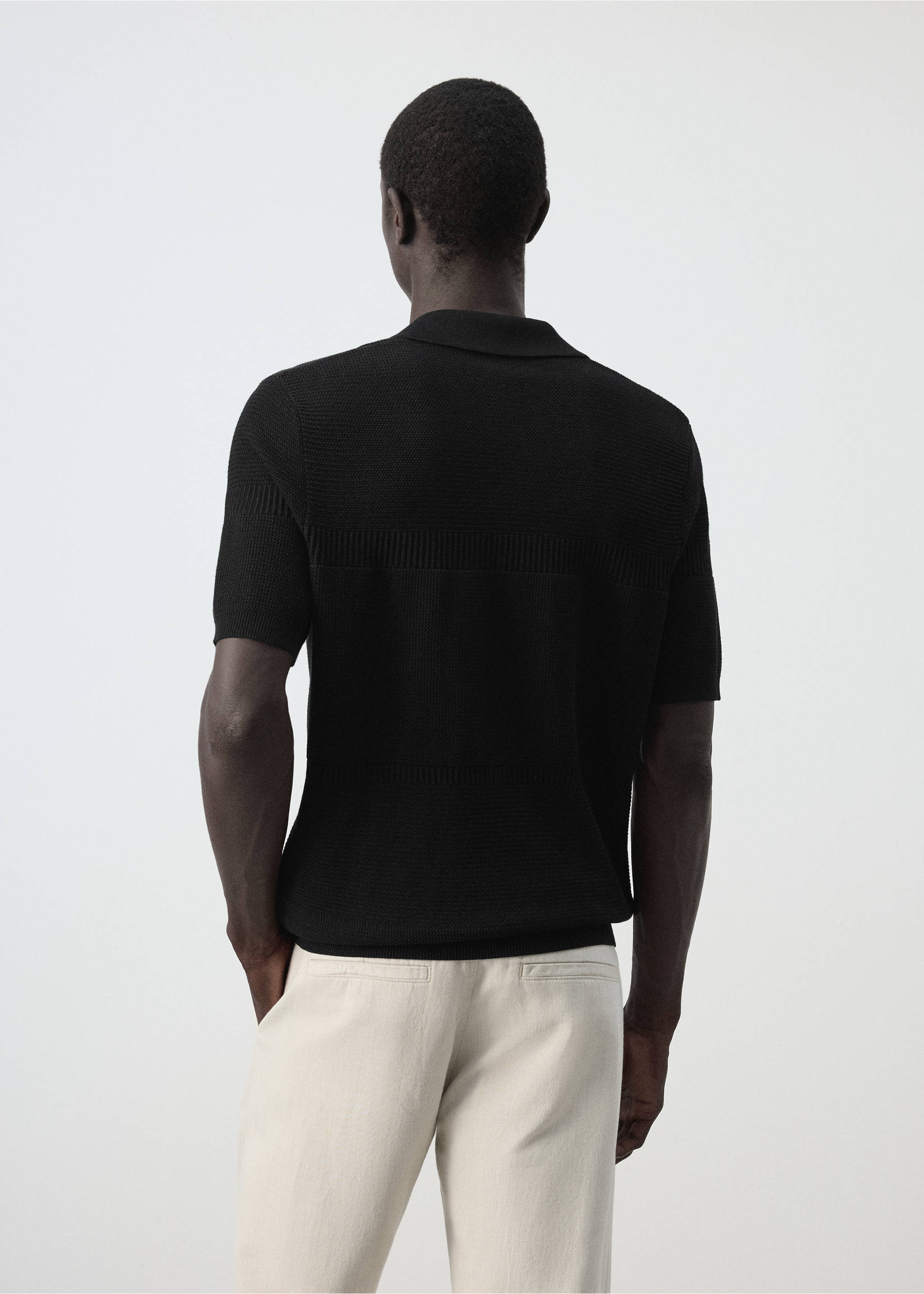 100% cotton fine knit polo - Reverse of the article, Black. Ref: 37004428-00.