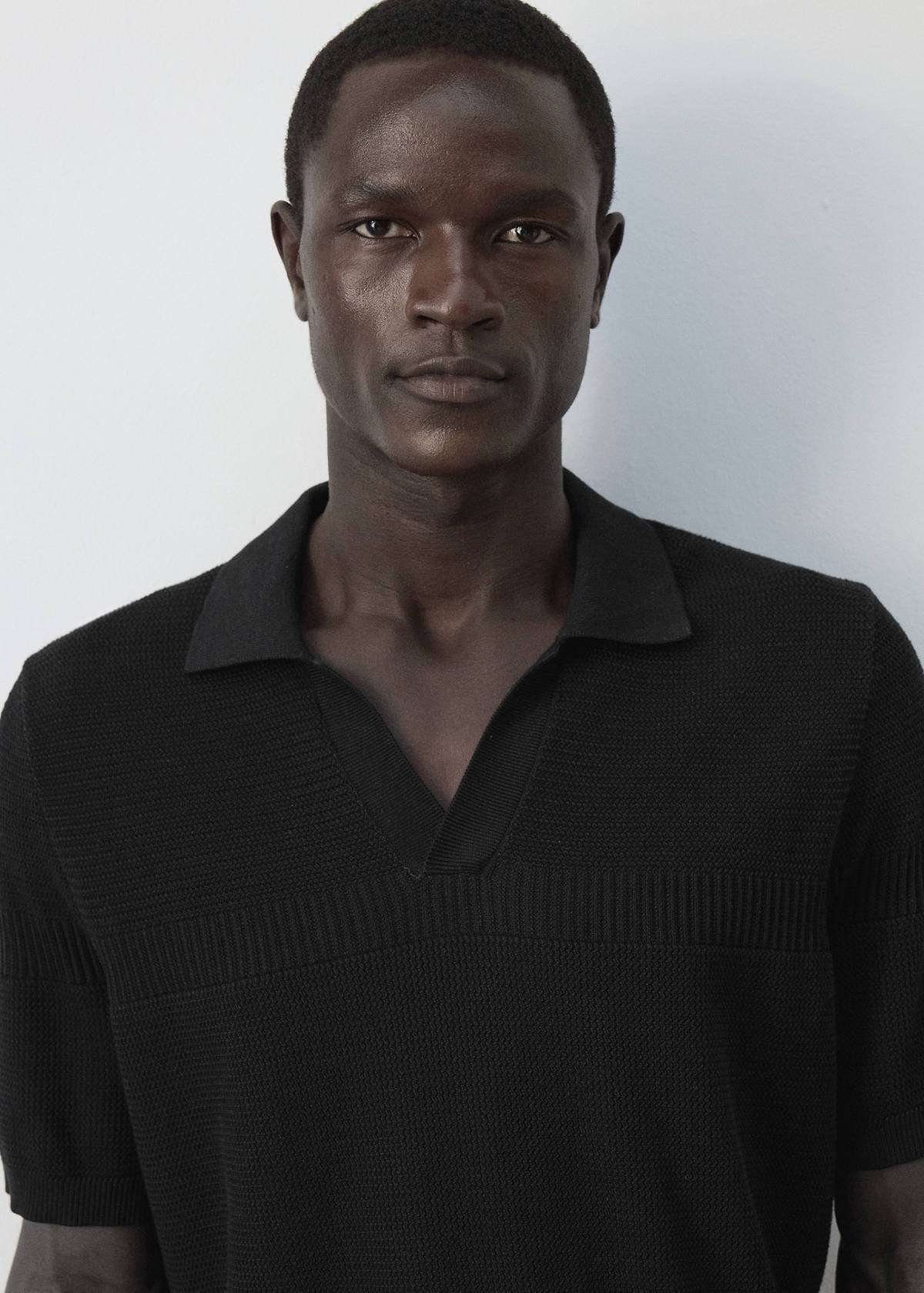 100% cotton fine knit polo — Black