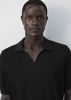 100% cotton fine knit polo — Black 4