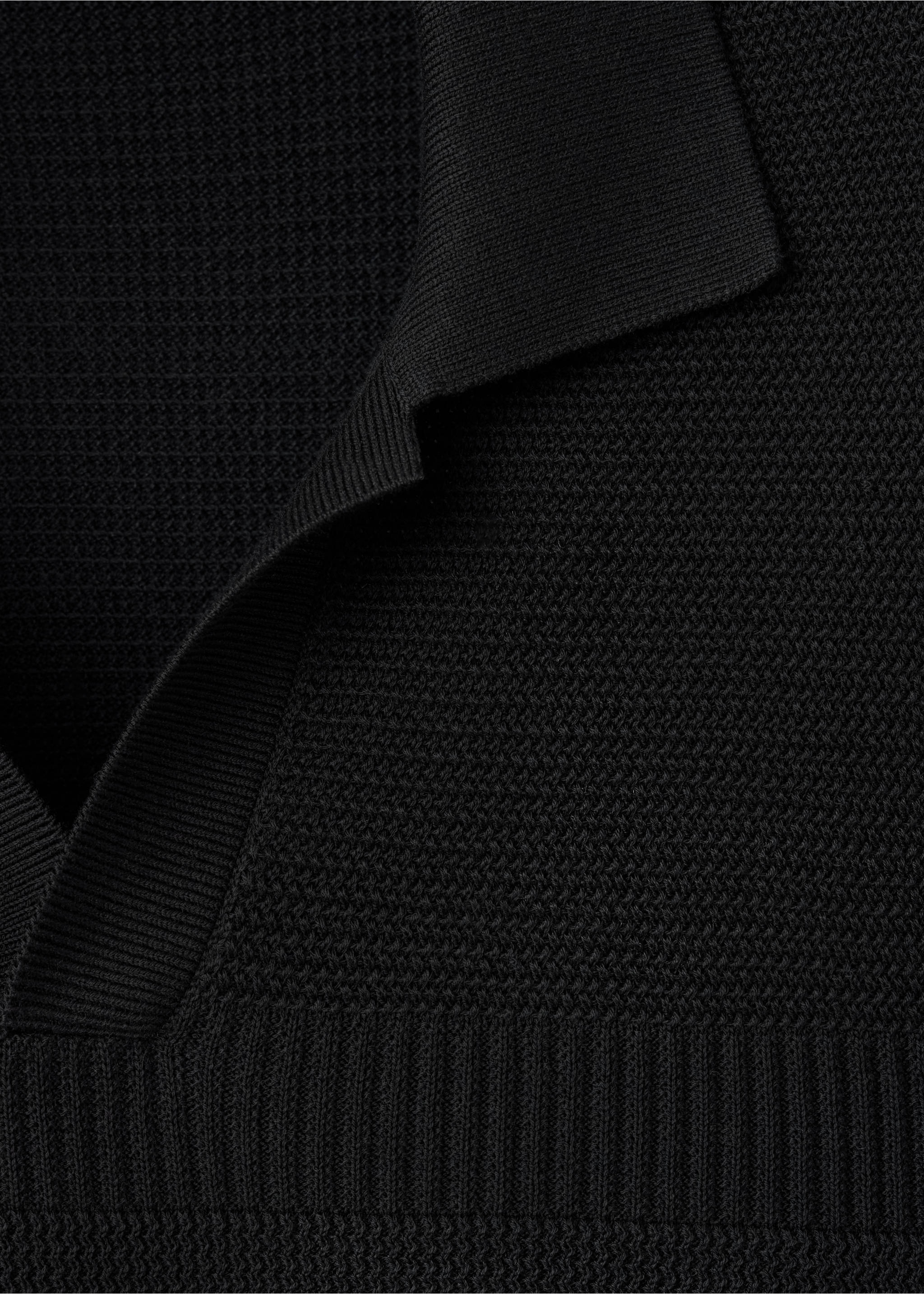 100% cotton fine knit polo - Details of the article 8, Black. Ref: 37004428-00.