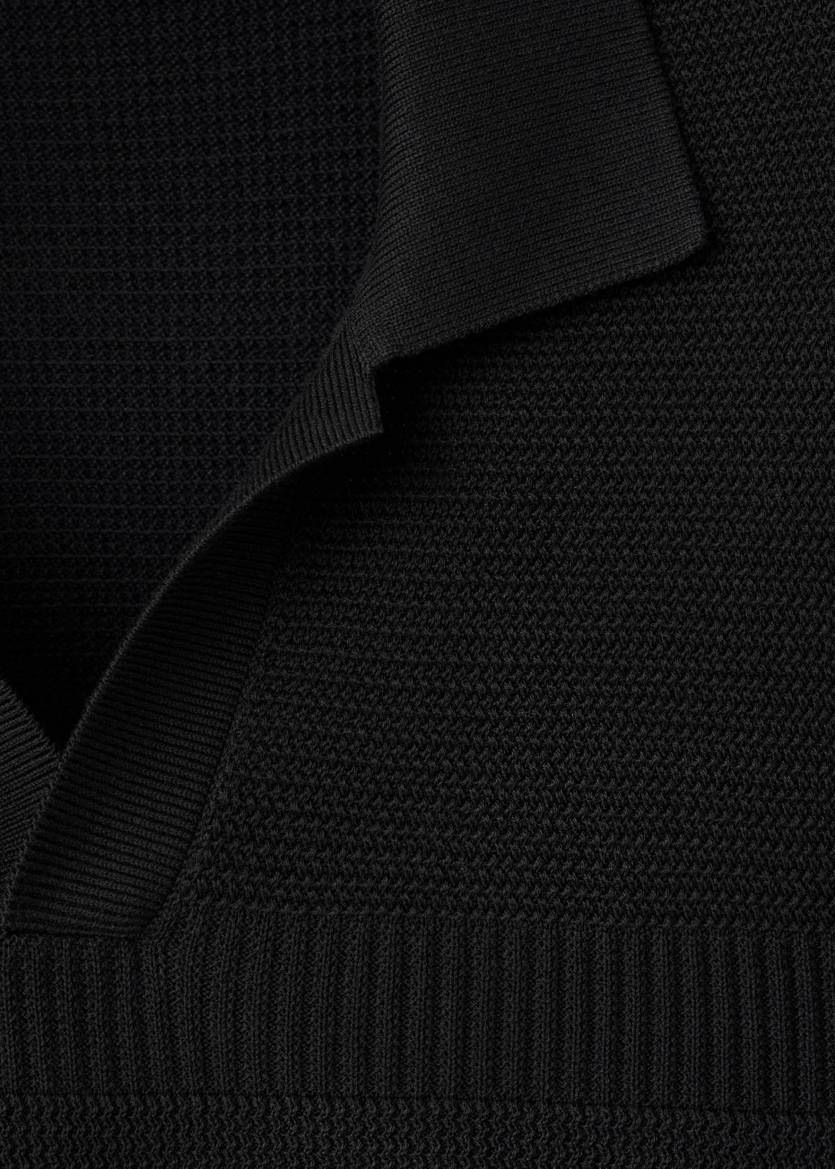 100% cotton fine knit polo — Black