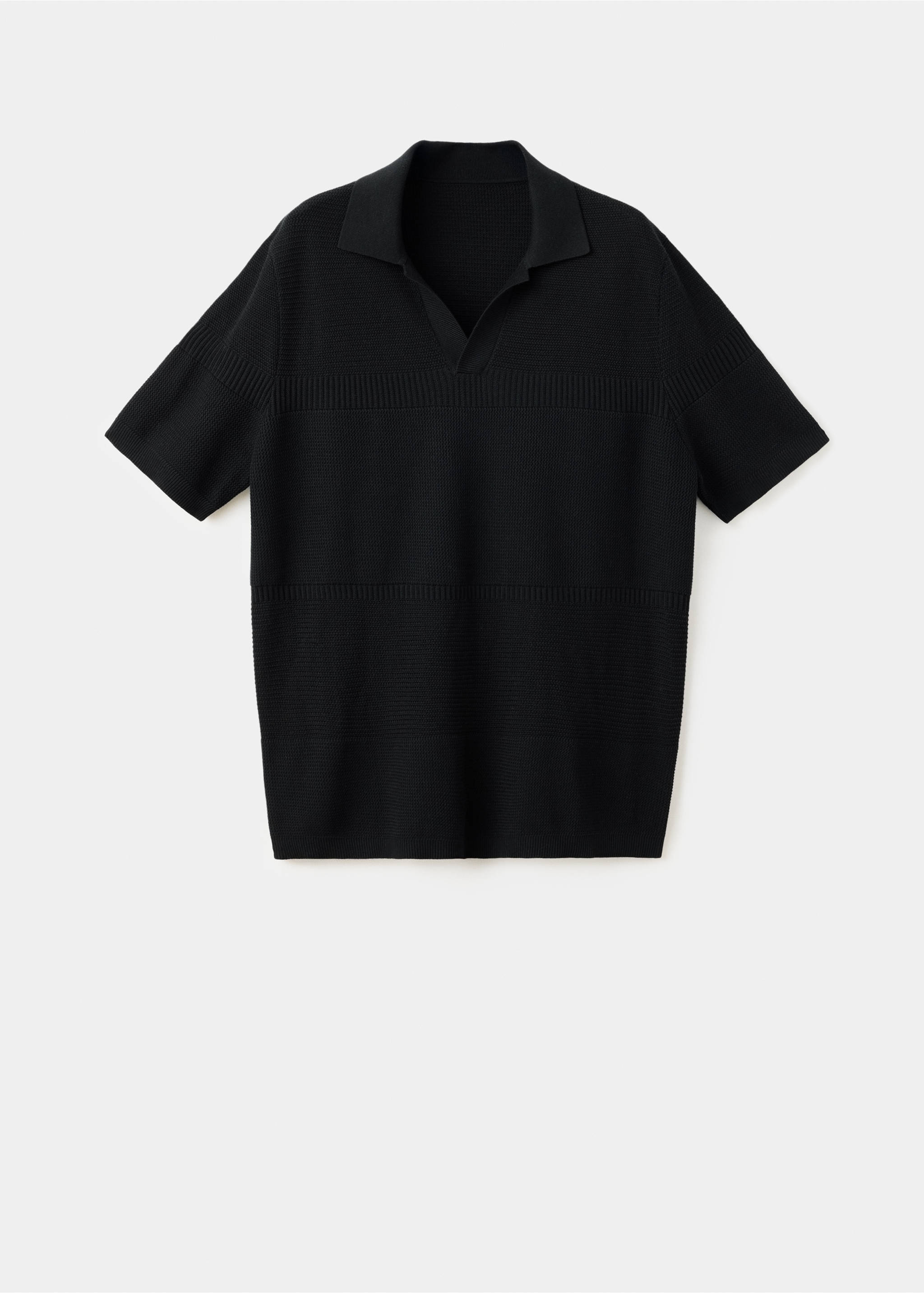 100% cotton fine knit polo - Article without model, Black. Ref: 37004428-00.