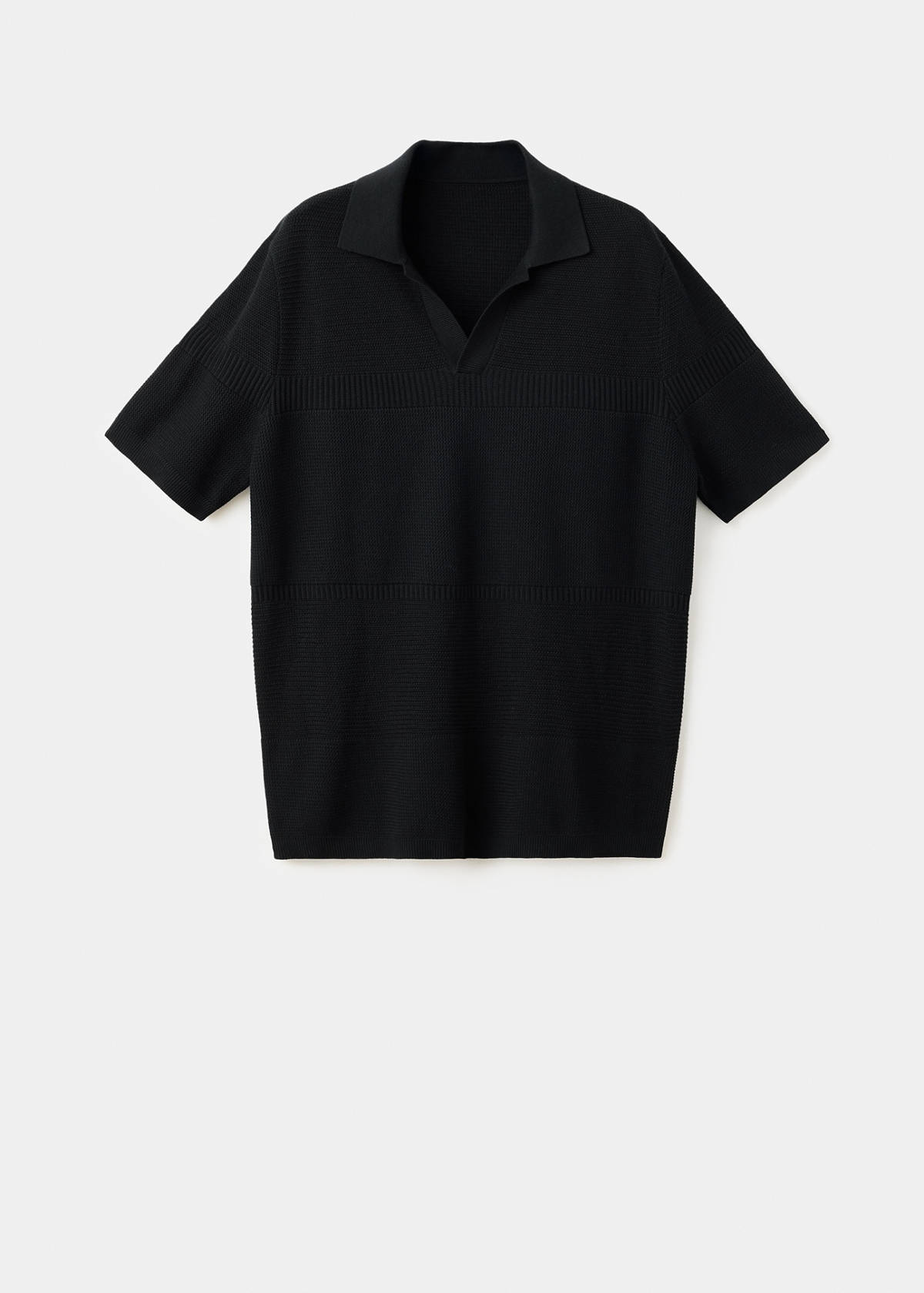 100% cotton fine knit polo — Black