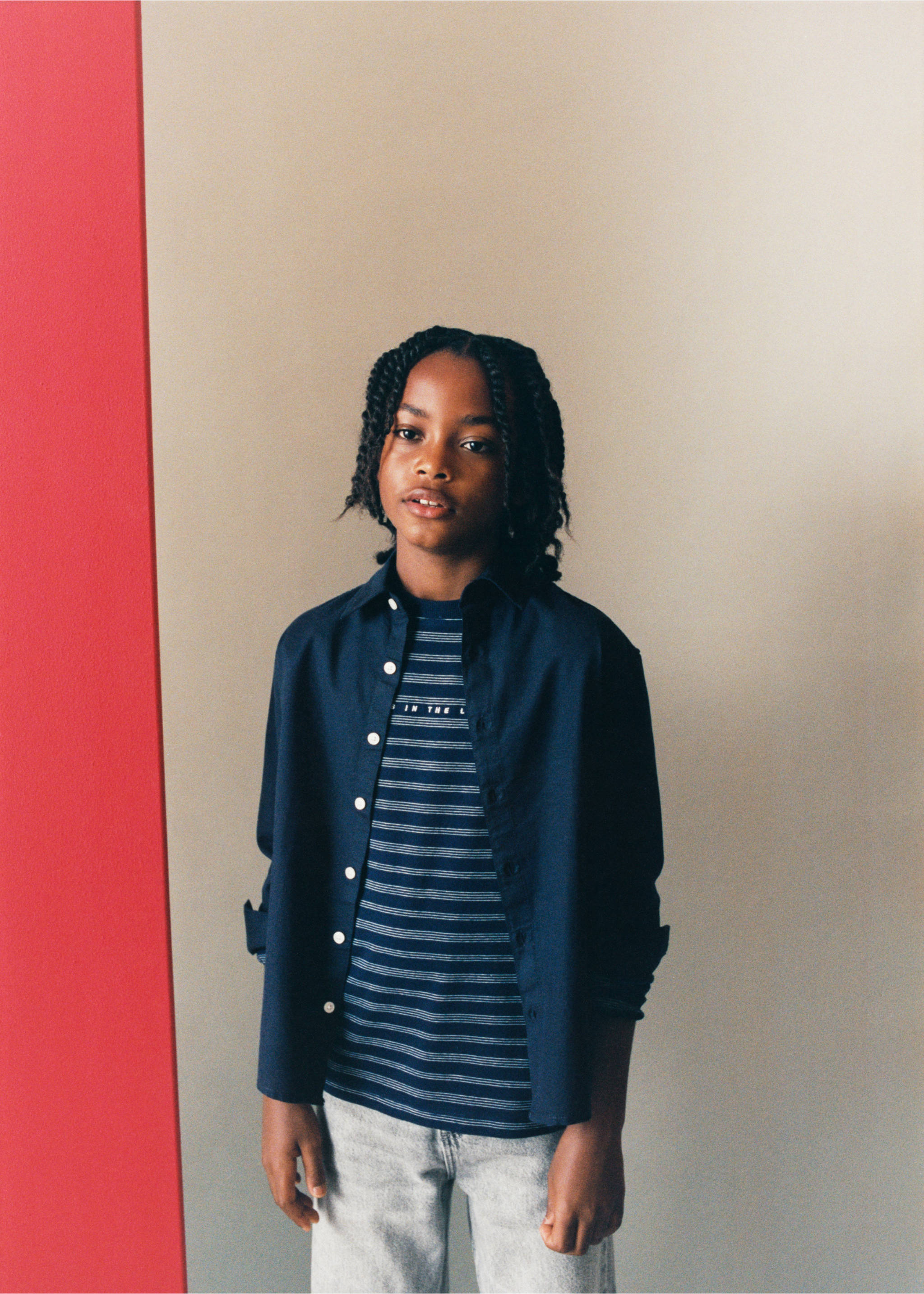 Striped oversized t-shirt - Details of the article 5, Navy. Ref: 37004429-00.