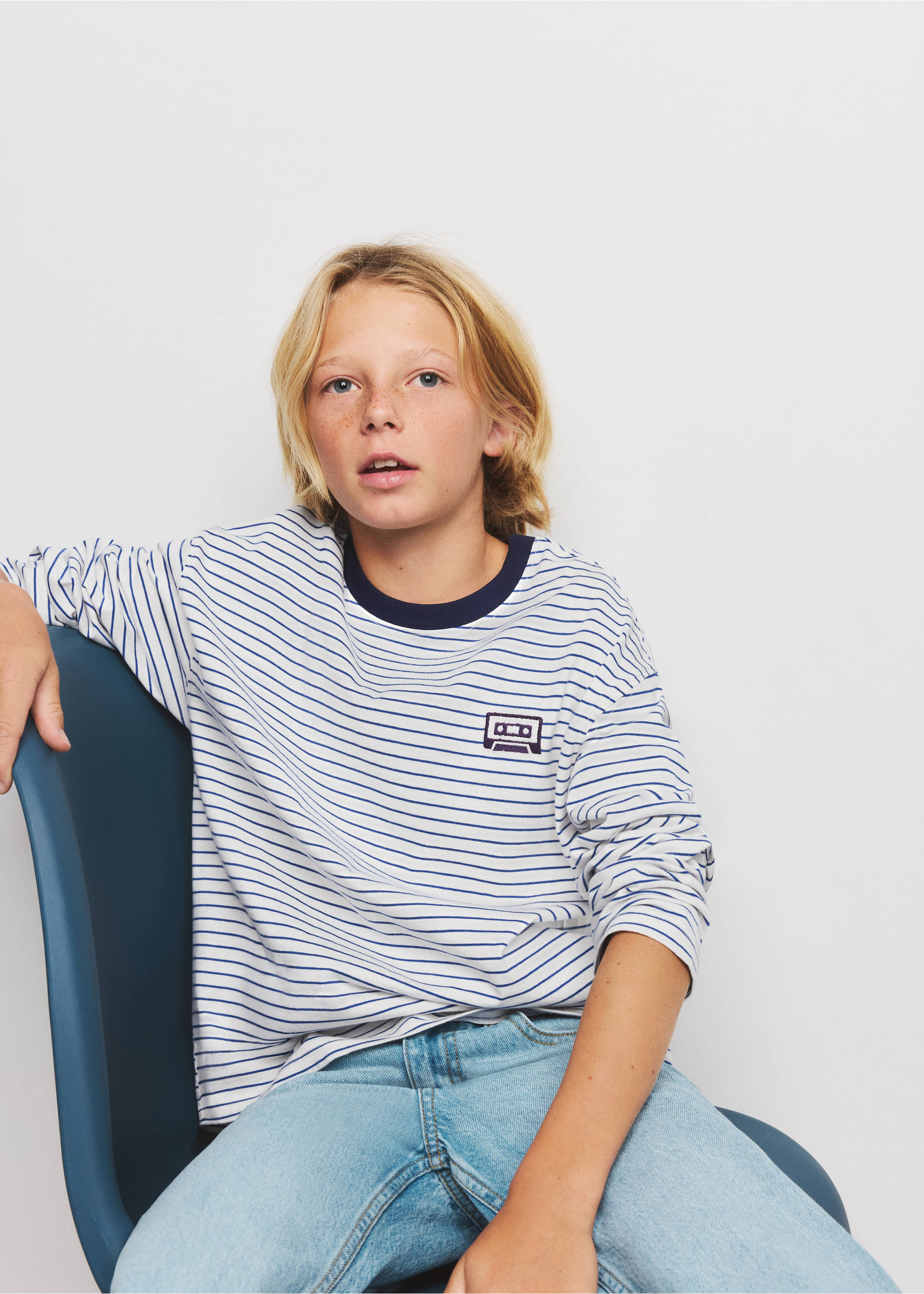 T-shirt oversize rayures - Plan général, Blanc. Ref: 37004430-00.