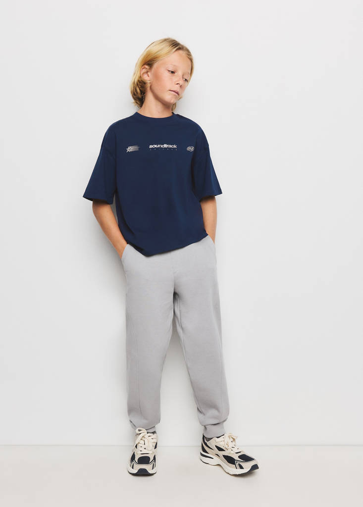 Oversized T-shirt with printed details — Navy