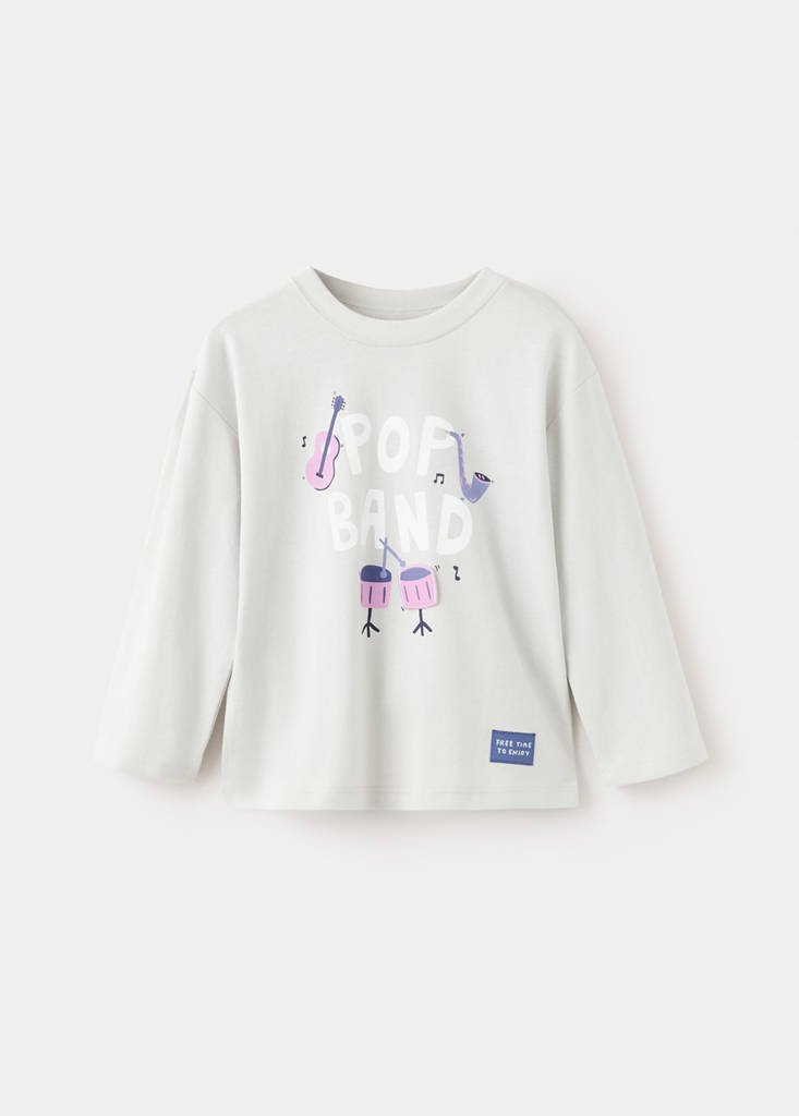 Printed cotton-blend t-shirt — White