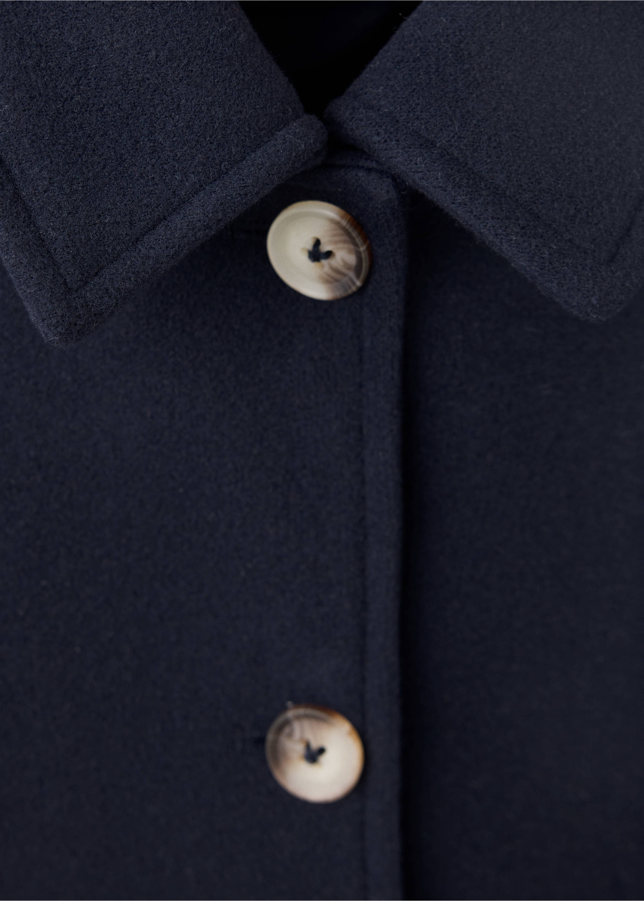 Cloth coat with pockets - Details of the article 8, Navy. Ref: 37004433-00.
