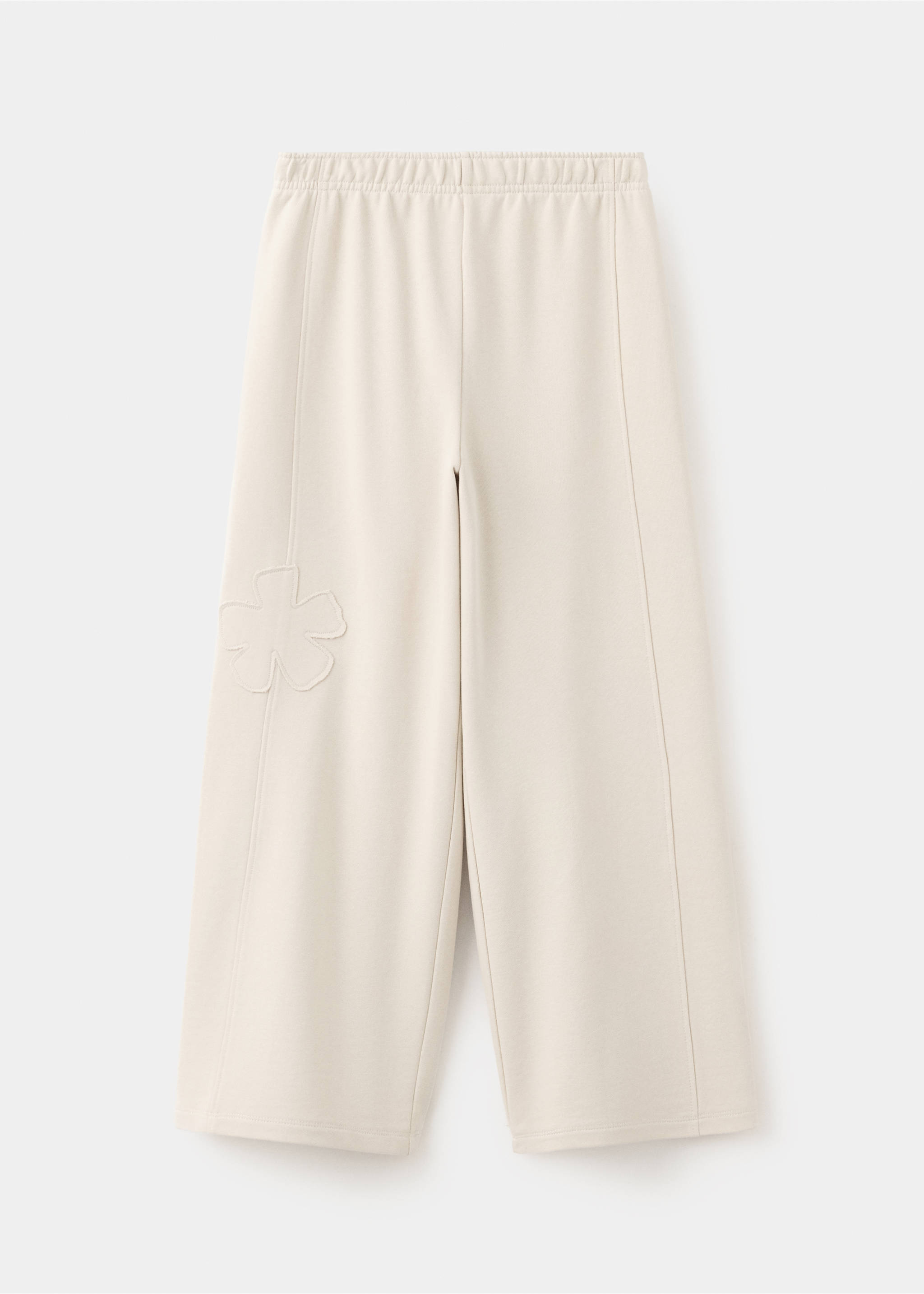 Pantalon jogger avec fleur brodée - Article sans modèle, Écru. Ref: 37004434-00.