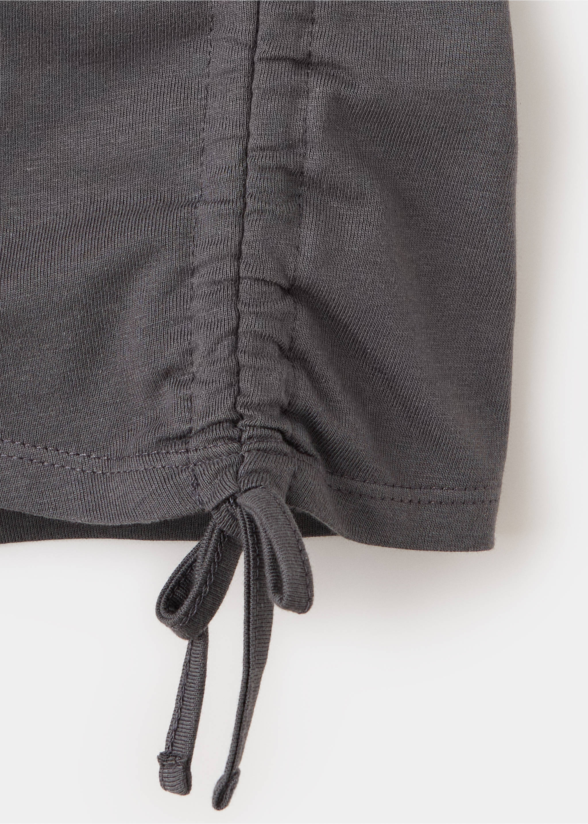 Cotton T-shirt with gathered details - Details of the article 0, Charcoal. Ref: 37004437-00.