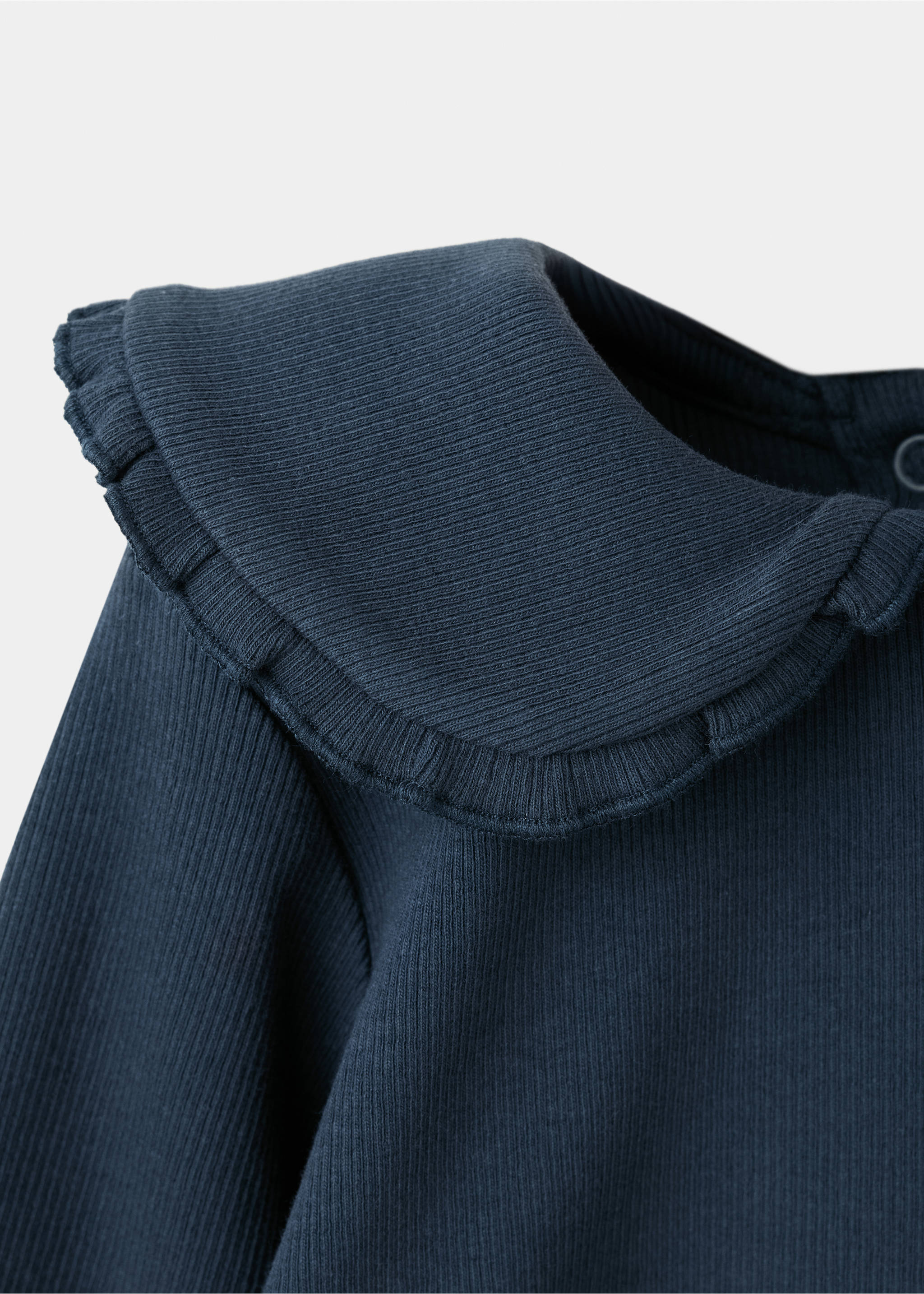 Katoenen T-shirt met Peter Pan-kraag - Detail van het artikel 8, Marineblauw. Ref: 37004438-00.