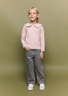 Cotton baby collar T-shirt — Pink 2