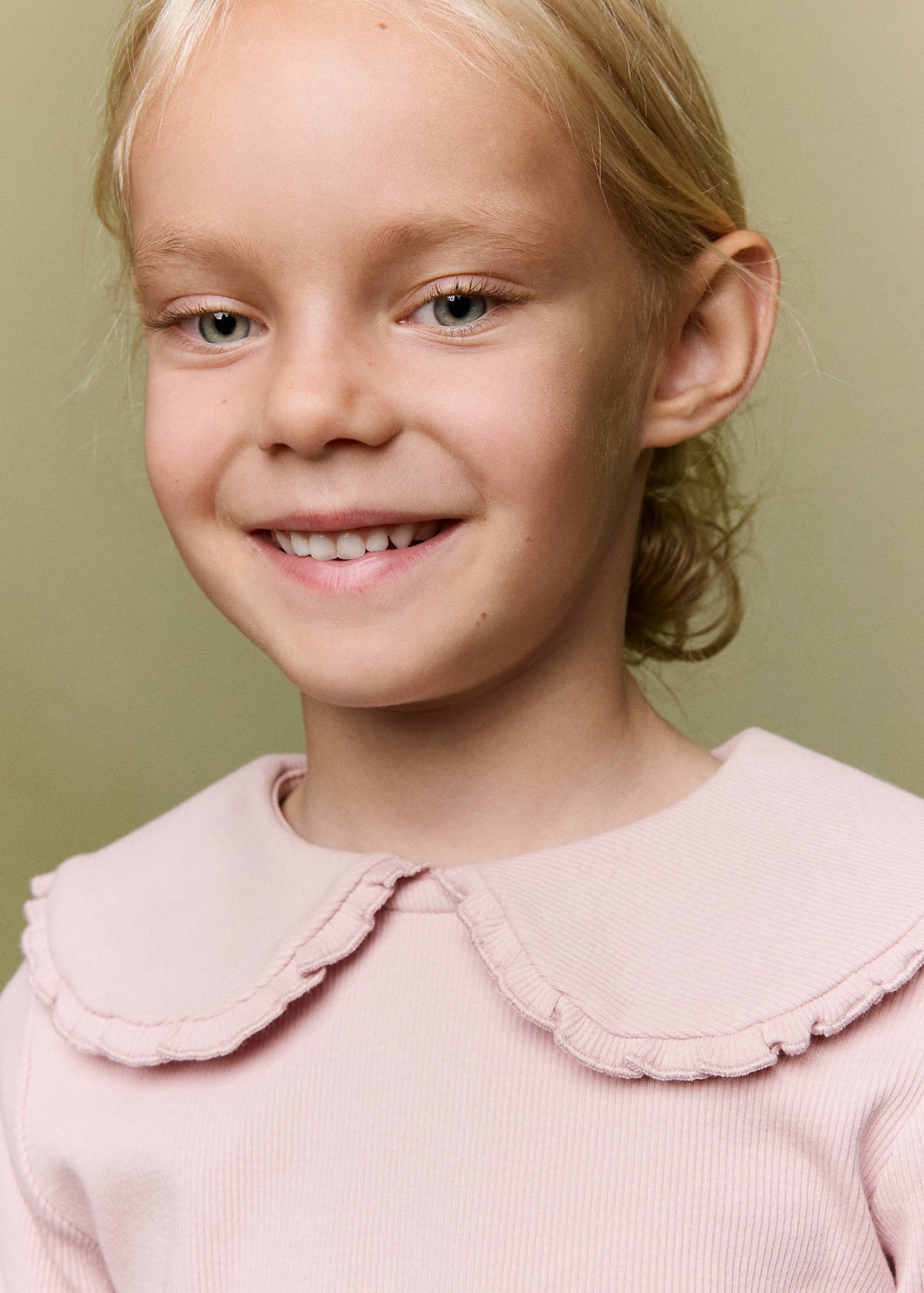 Cotton baby collar T-shirt — Pink