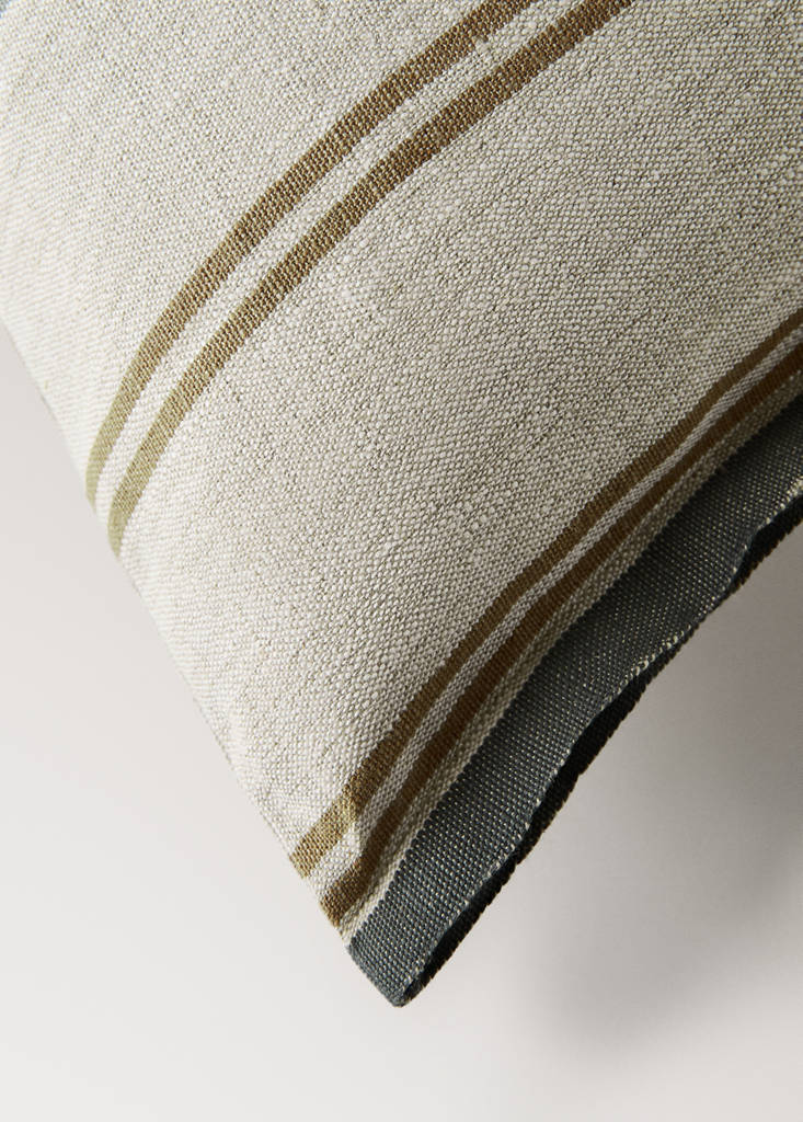 Striped linen cushion cover 50x50 cm — Green