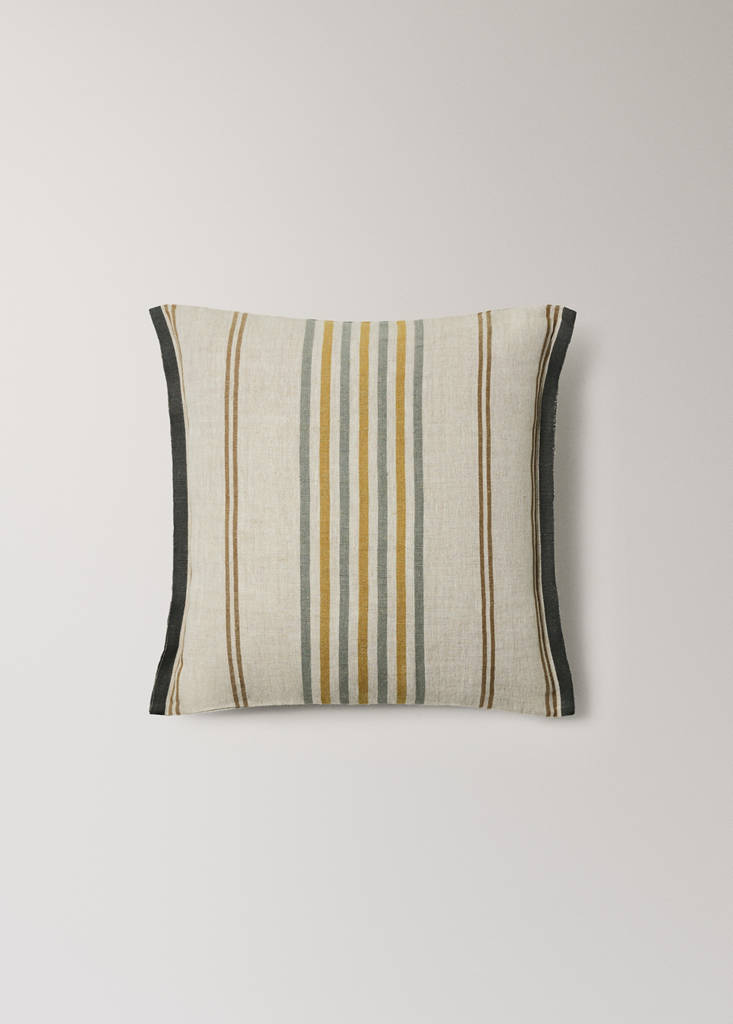 Striped linen cushion cover 50x50 cm — Green