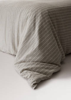 Striped linen-cotton duvet cover for 180/200 cm bed — Sand 4