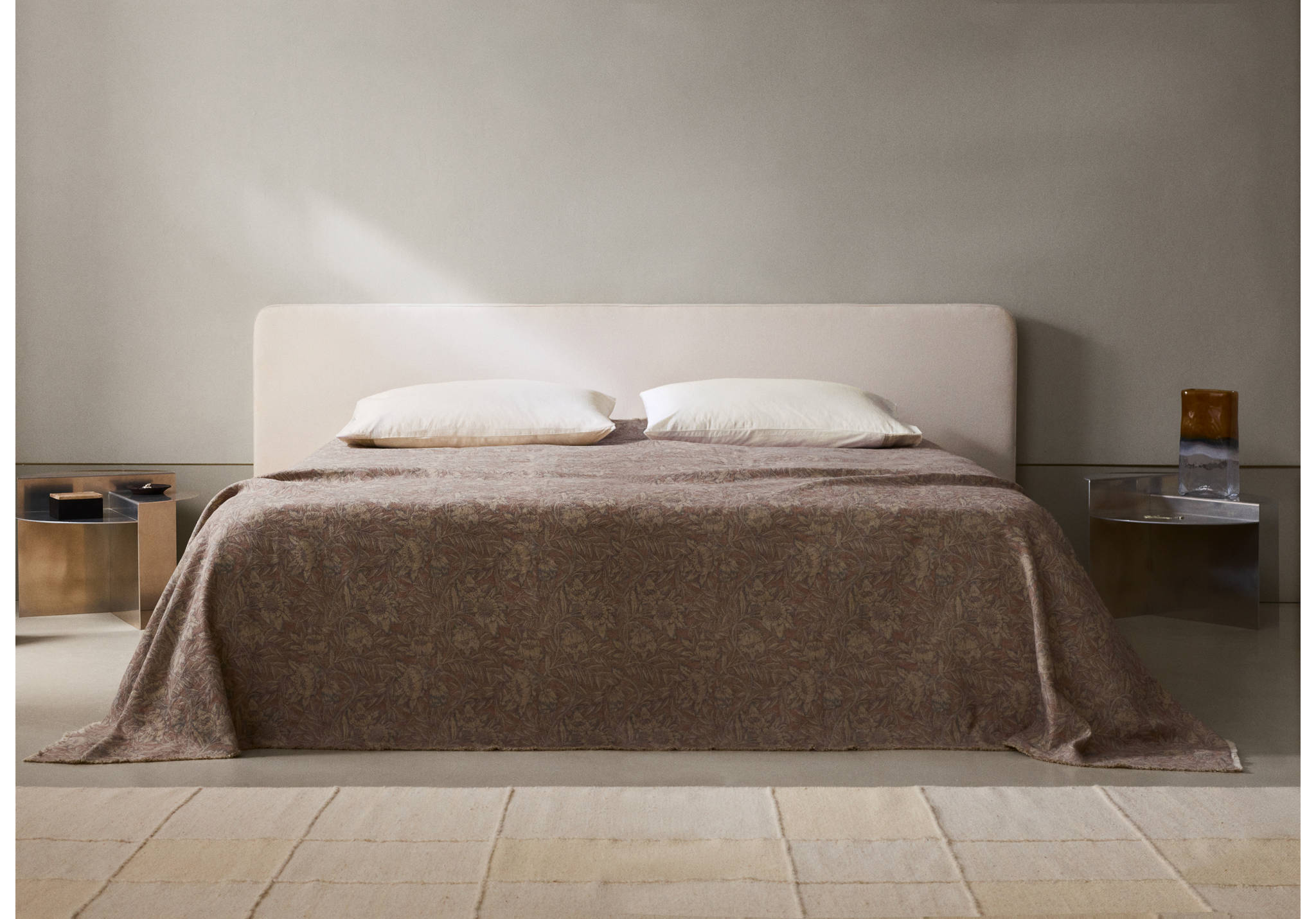 Couvre-lit en coton et lin ornemental pour lit 130/140/150 cm - Plan panoramique
