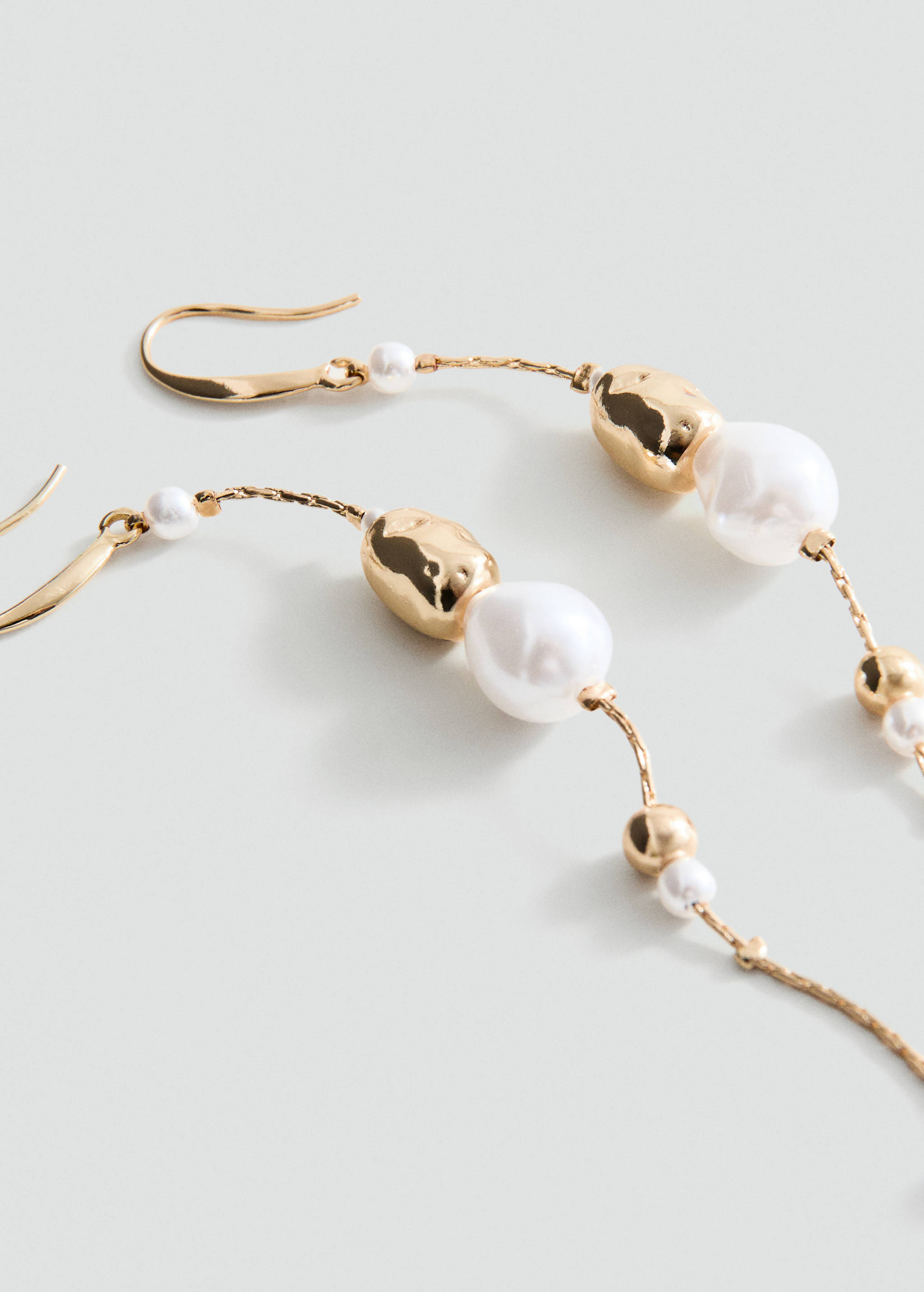 Combined pearl drop earrings - Medium plane