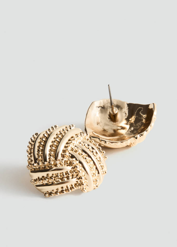 Round embossed stainless steel earrings — Gold