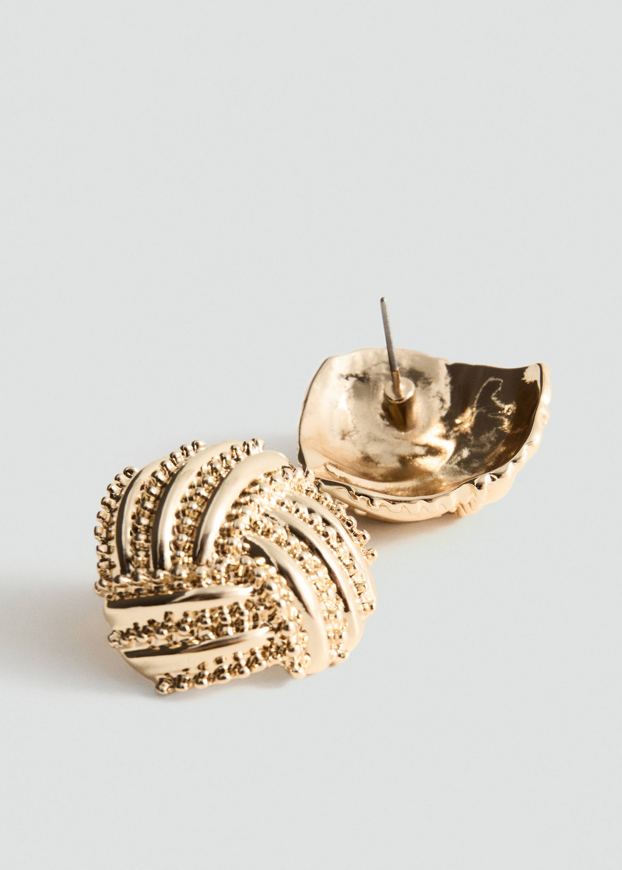 Round embossed stainless steel earrings - Medium plane