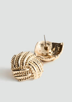 Round embossed stainless steel earrings — Gold 2