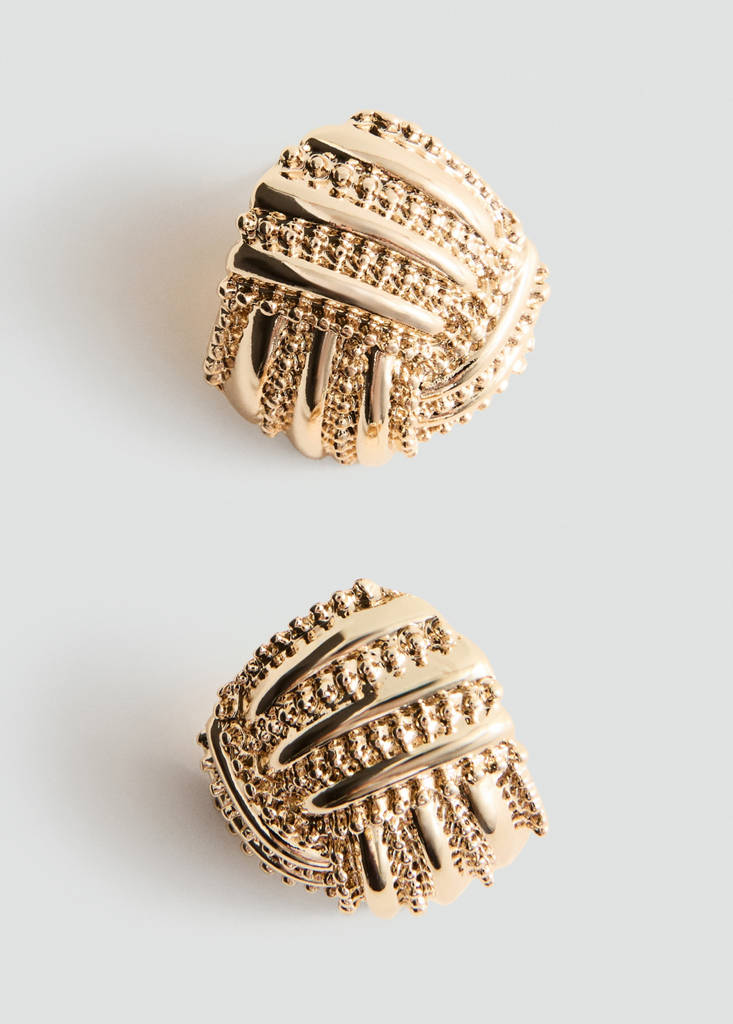 Round embossed stainless steel earrings — Gold