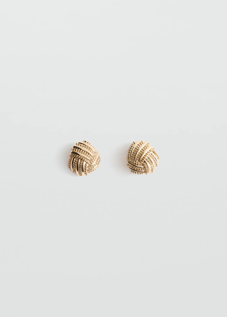 Round embossed stainless steel earrings — Gold
