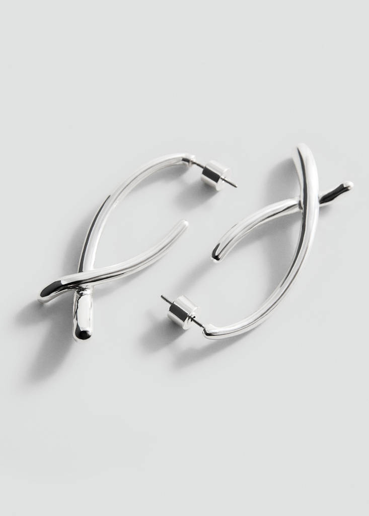 Irregular textured earrings — Silver