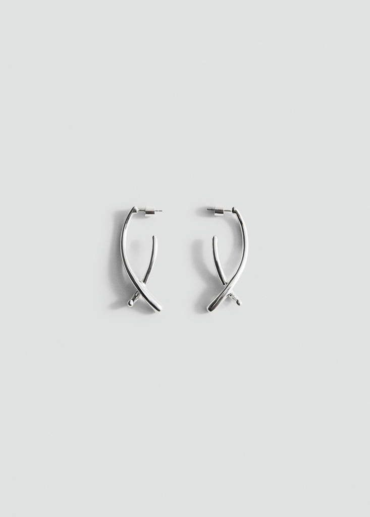 Irregular textured earrings — Silver
